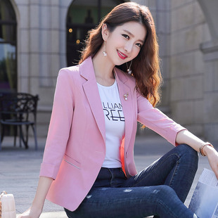 Pink Suit Jacket Women's Short 2025 New Spring and Summer Slim-fit Waist Elegant Thin Small Suit Top