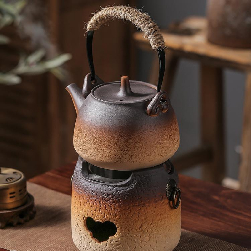 2025 Camping Tea Brewing Charcoal Stove Tea Kettle Can Be Used for Dry Burning, Complete Set of Ceramic Pot for Open Flame Charcoal Tea Brewing Kettle
