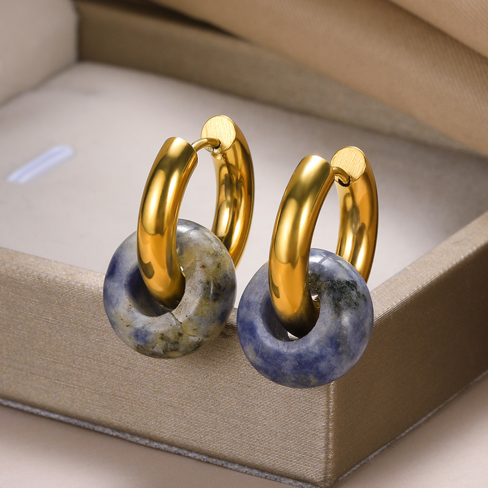 13g Weight PVD Coated Gold Plating Process 304 Stainless Steel Ear Needle Material 18K Real Gold Plated Plating Material Hoop Earrings Classification 1 Pair Quantity Date, Tea Party Occasion 304 Stainless Steel Material Geometric Pattern Women's Gender Classic Style Style Plating Craft 1 Pair Classic Style Geometric Plating Natural Stone Metal Hoop Earrings 28