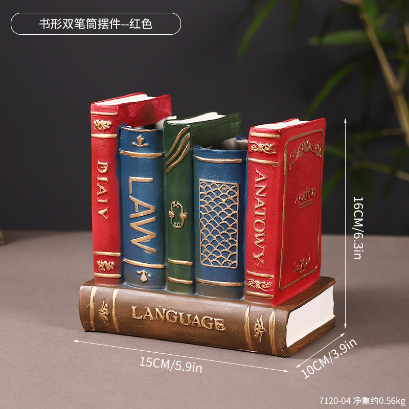 American Creative Resin Book-shaped Pen Holder Desktop Large Capacity Living Room Desk Home Multi-functional Storage Box Ornaments
