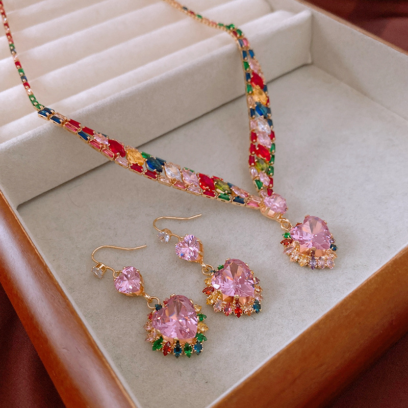 Zircon love necklace European and American i