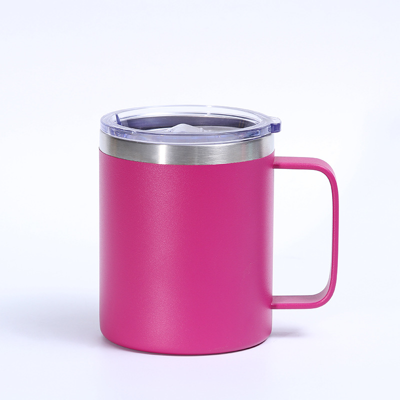 Nueva taza creativa de acero inoxidable de 12oz taza de café de doble capa con mango de oficina de negocios del hogar taza de vacío