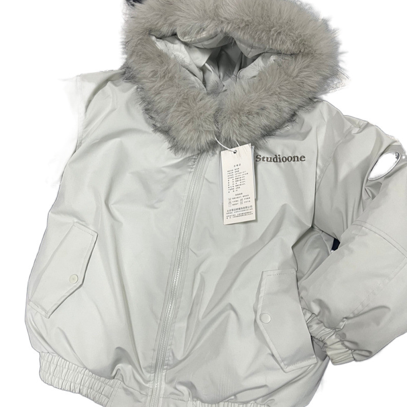 Mint retro down jacket for elementary school students for beloved, American style, increased thickness