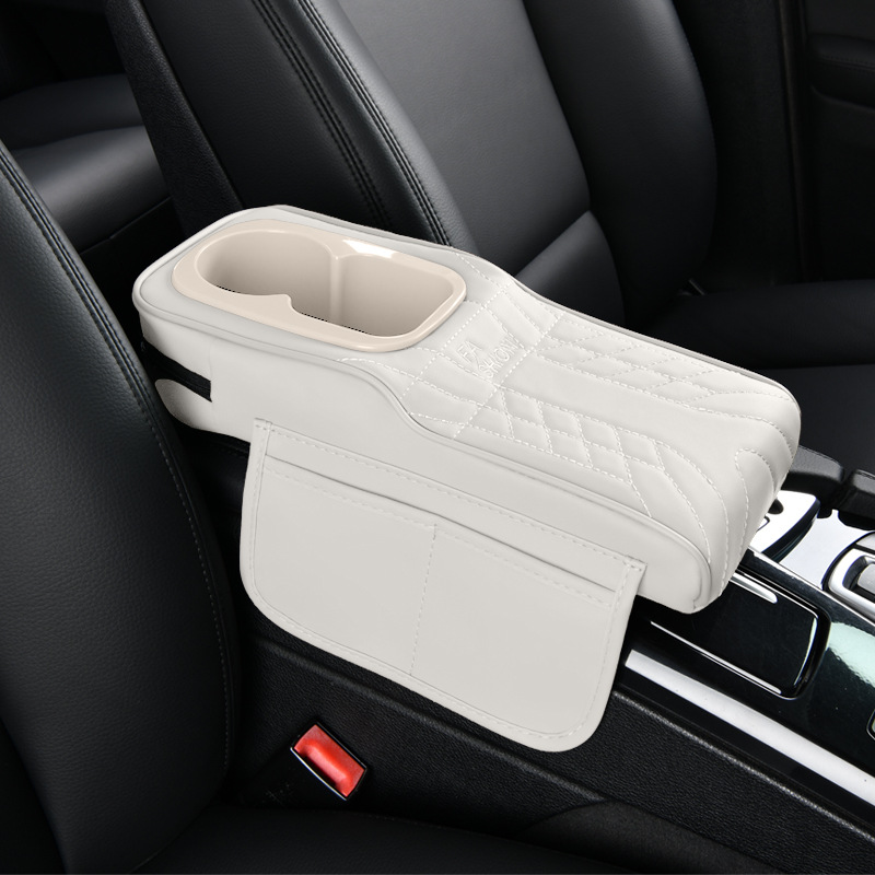 Suitable for 14cm Wide Models, Narrow Version Armrest Box Heightening Pad, Leather Comfortable Elbow Rest, Dual Cup Holder Storage