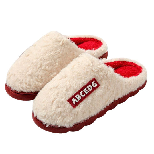 Plush New Cotton Slippers for Men and Women, Winter Thick-Soled Warm Indoor Home Maternity Non-Slip Thickened Couple Slippers