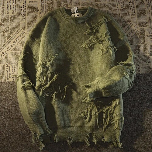 Find the best deal~ Hole-dropped tassel sweater for men and women, autumn and winter large size loose long-sleeved knitted sweater coat