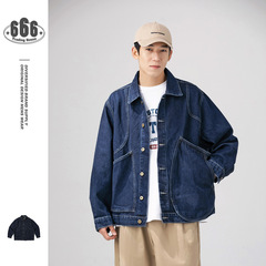 WANLEGETU日系citypop复古水洗牛仔外套宽松休闲潮牌工装夹克779