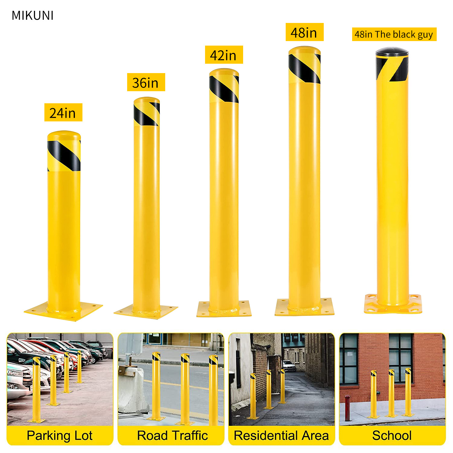 Columna de advertencia de tubería de acero engrosada, columna anticolisión, columna de hierro de protección vial, pilotes de carretera fijos, pilares de aislamiento de carreteras, bloqueos de carreteras