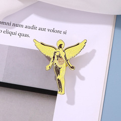 卡通新品創意金色女神翅膀合金胸針 簡約百搭毛衣包包裝飾品徽章