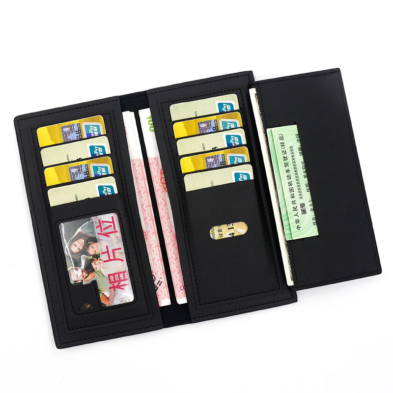 Nueva cartera de los hombres de negocios de longitud media cartera de los hombres de color sólido de la PU carta de cuero 3 veces la cartera de la cartera al por mayor