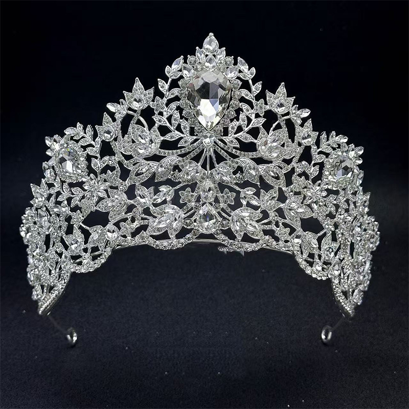 Luxury ligero diamante de aleación de zinc barroco coroa fiesta desfile corona de cumpleaños accesorios vestido de novia