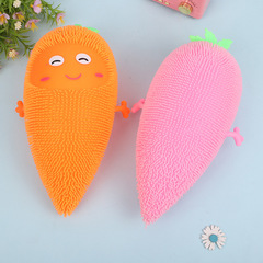 Glowing elastic ball, sparkling fuzzy ball, colorful sparkling floor push small gift children's glowing toy carrot wholesale