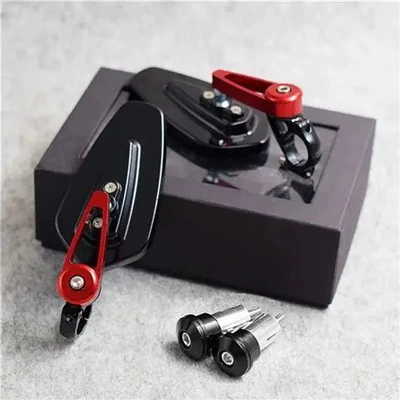 Motorcycle rearview mirror car handle mirror handle - handlebar-mirror-red-blue-glass