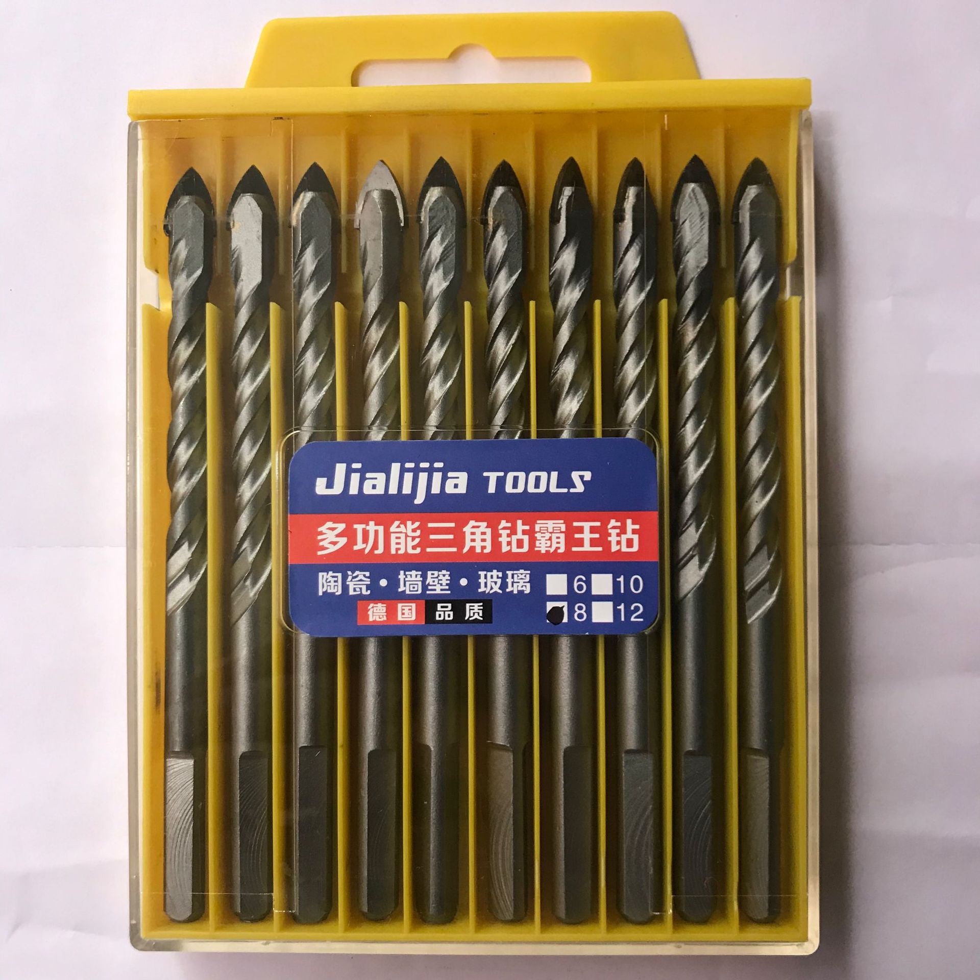 Fabricante de fuente taladro de aleación taladro de triángulo de cerámica de vidrio pared Overlord taladro alemán de cuatro cuchillas taladro cruzado