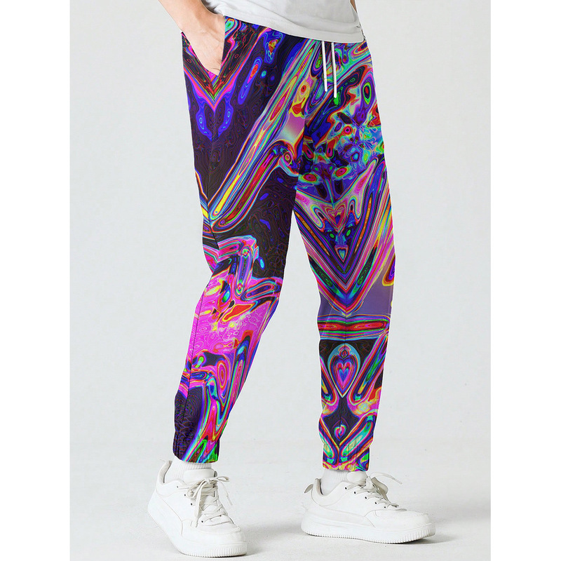 New men's trousers marble pattern printed sports pants casual men's loose jogging pants wholesale