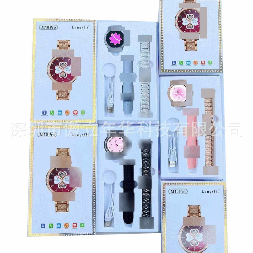 Cross-Border Export New M10Pro Diamond Ladies Watch Double Strap Bluetooth Call Sports Pedometer Smart Watch