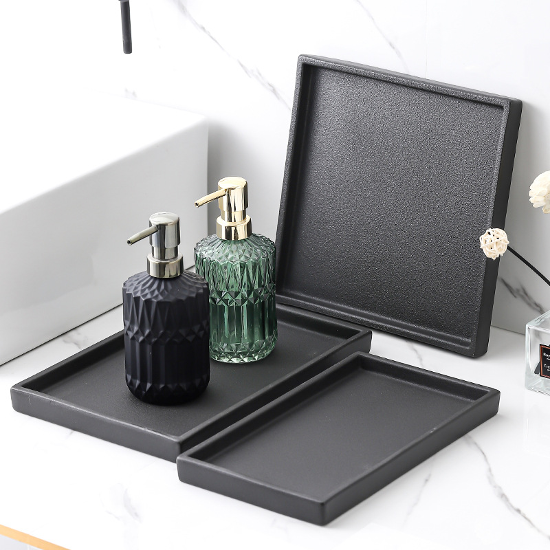 Baño nórdico bandeja de cerámica artículos de tocador baño Toalla de almacenamiento de la bandeja de hotel modelo de habitación bandeja de almacenamiento