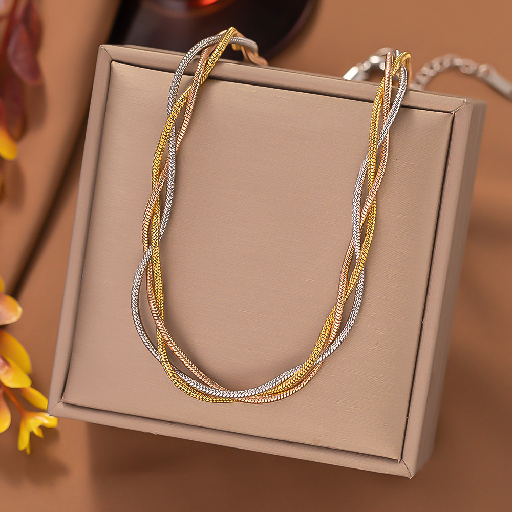 Women'S Gender Plating Design Wholesale Jewelry Streetwear Solid Color 304 Stainless Steel 18K Gold Plated Rose Gold Plated Plating Bracelets Necklace
