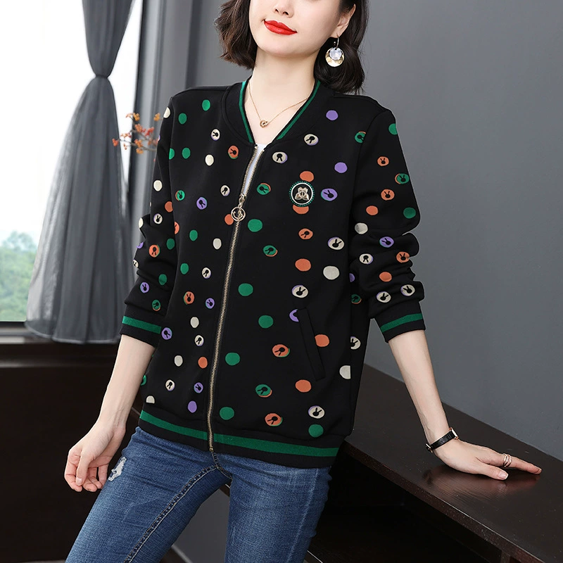 Средние годы мама повседневная куртка весна и осень 2024 новый большой размер свободный простой модный пригородный топ с длинными рукавами
