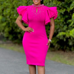 D560外贸女装2025新款时尚性感荷叶袖钉珠派对晚宴礼服非洲连衣裙