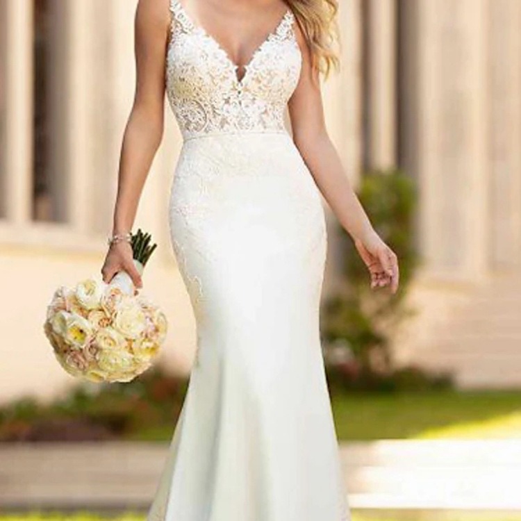 Batch of Fishtail Wedding Dress 2025 New Bride Wedding European and American Shoulder Lace Slimming Look Simple Trailing Palace Retro