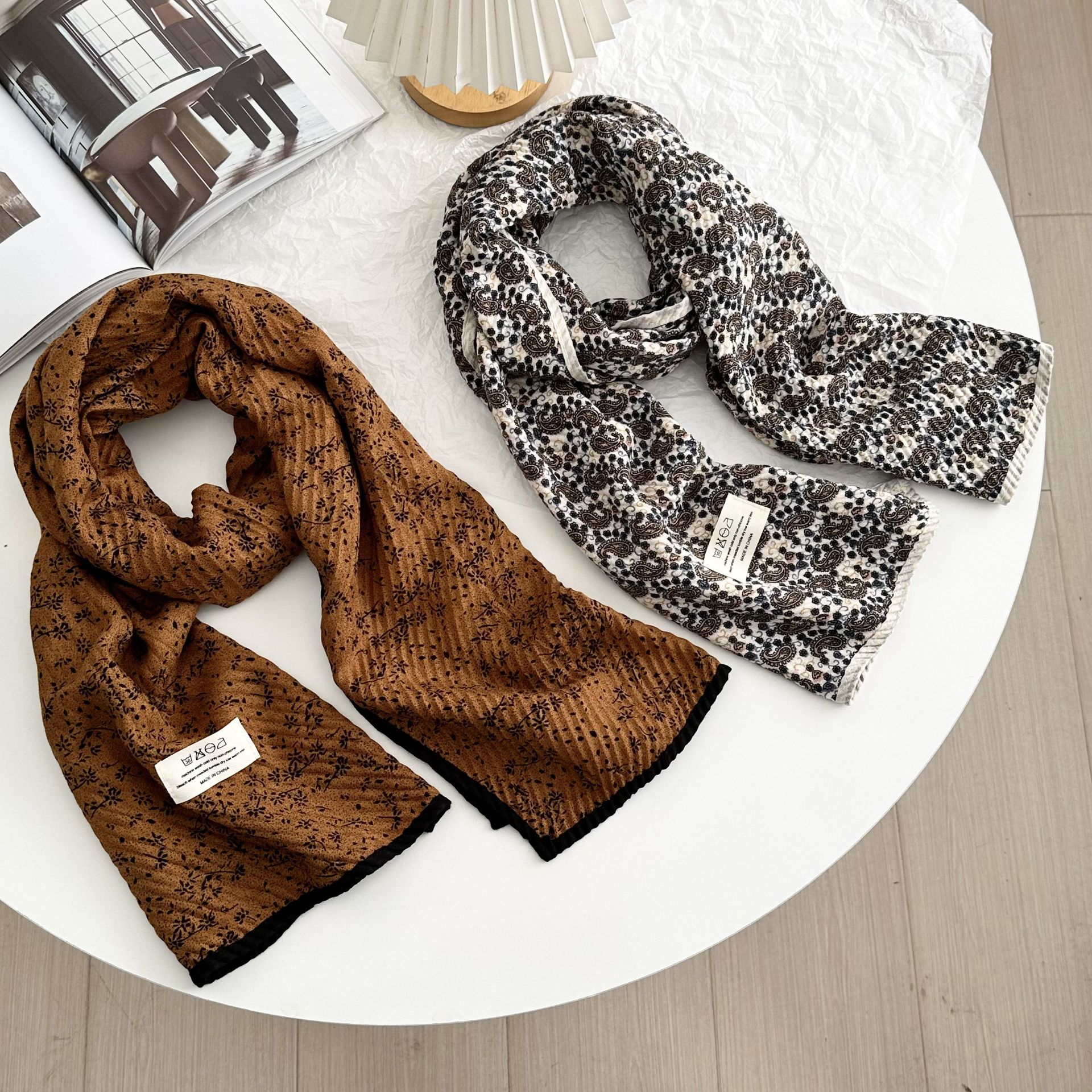 棉麻围巾韩系氛围感新款秋冬季装饰丝巾护颈保暖围脖围巾披肩两用