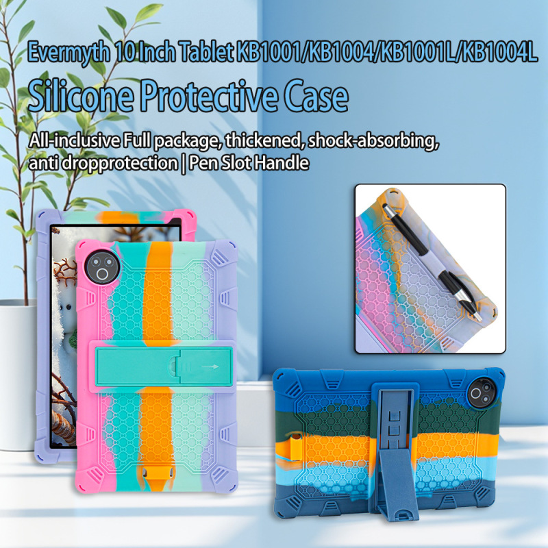 Suitable for Aeezo Kb1004 Tablet Protective Case 10inch Kb1001 Soft Silicone Adjustable Stand Protective Case