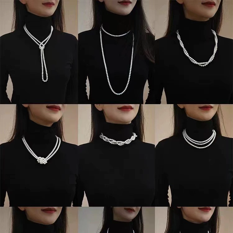 Long necklace from pearl, sweater pearl, light luxury style, high-quality style, french style
