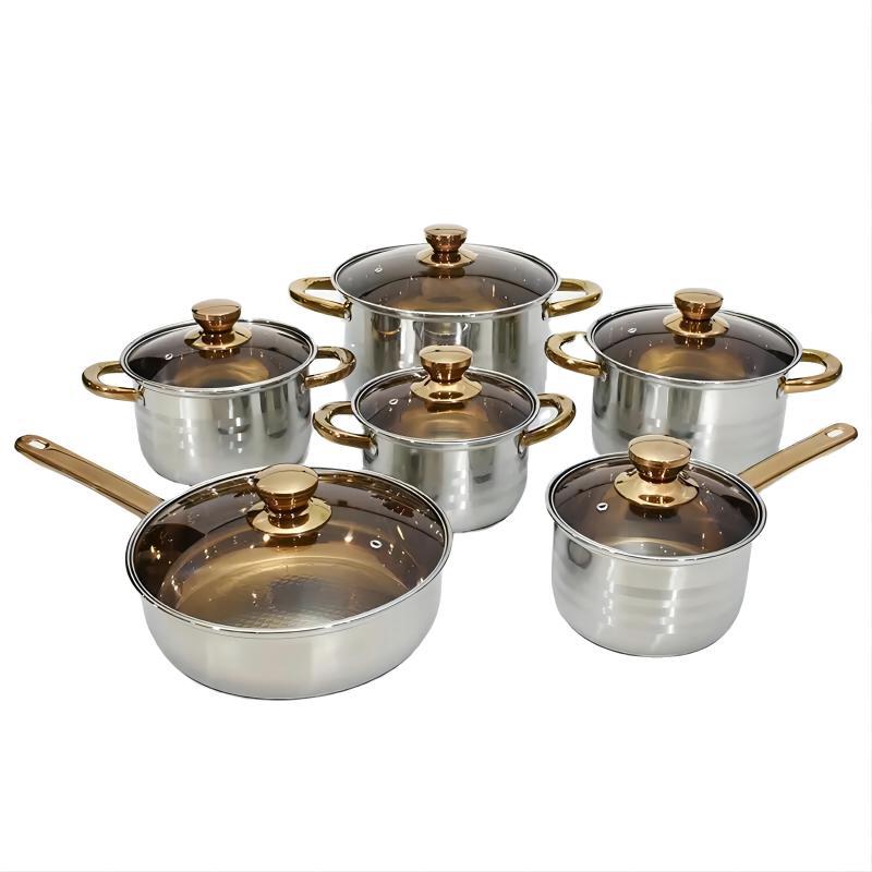 Fuente transfronteriza de olla de acero inoxidable engrosada y de fondo múltiple 15pcs combinación de olla de cocina 35pcs pot