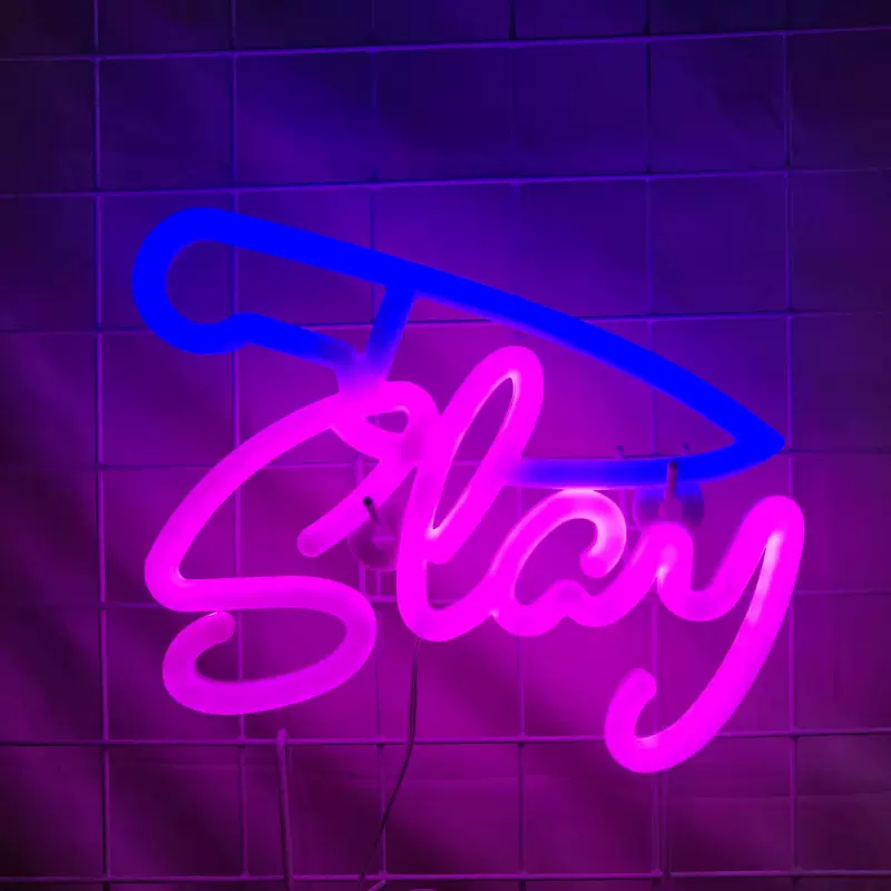 INS новая неоновая подсветка SLAY база поддельный неон интерьерная декора небольшая ночная лампа для кровати атмосфера неон