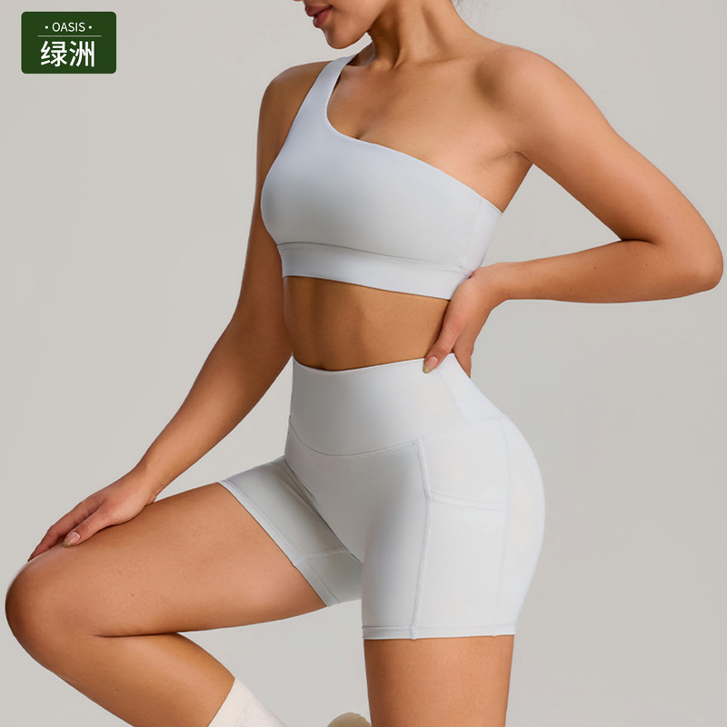 ヨーロッパとアメリカの新しいタイトなヨガ服スーツ速乾性通気性ヌードフィットネス服女性の屋外ランニングスポーツウェアスーツ|undefined