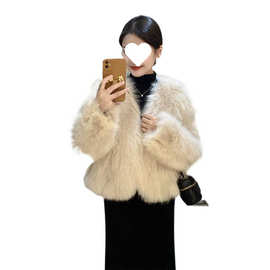 加绒加厚水貂毛短款外套女士春秋冬季新款小个子气质名媛皮上衣