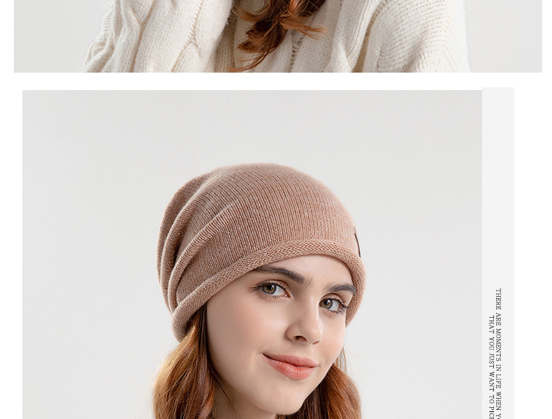 9941 Autunno e inverno pelo sottile lavorato a maglia piccola etichetta tinta unita versatile cappello al chiaro di luna fascia grande da donna Baotou_voghion.com