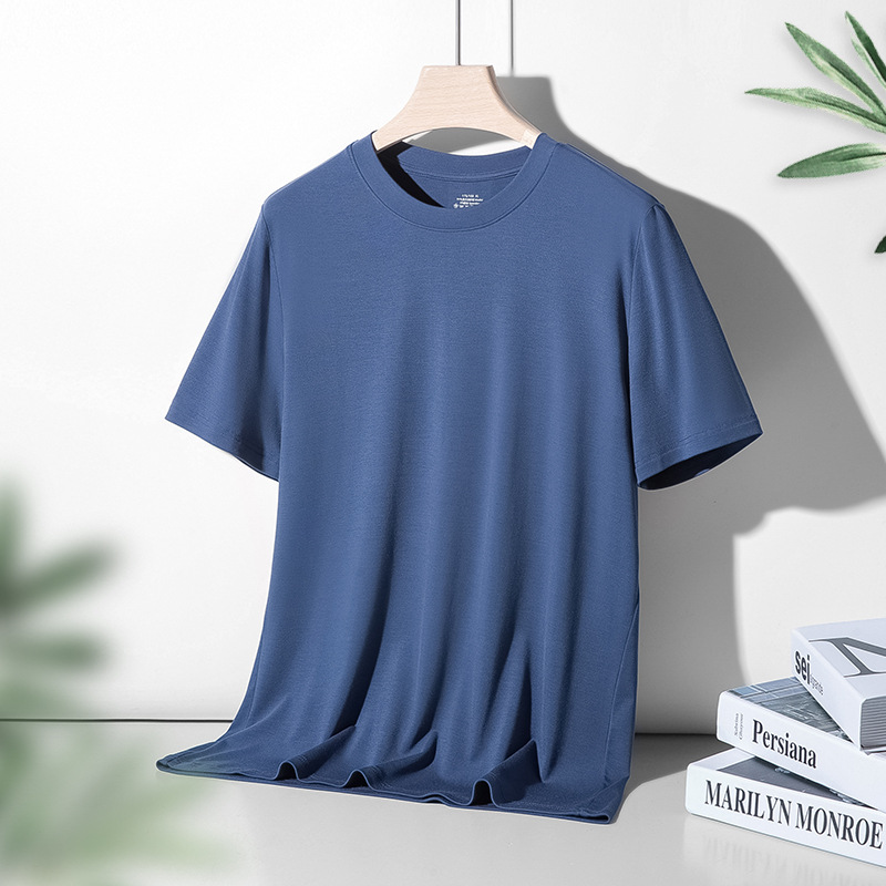 Procesamiento personalizado 60S de doble cara modal primavera y verano camiseta de manga corta para hombres blanco color sólido ropa exterior para niños