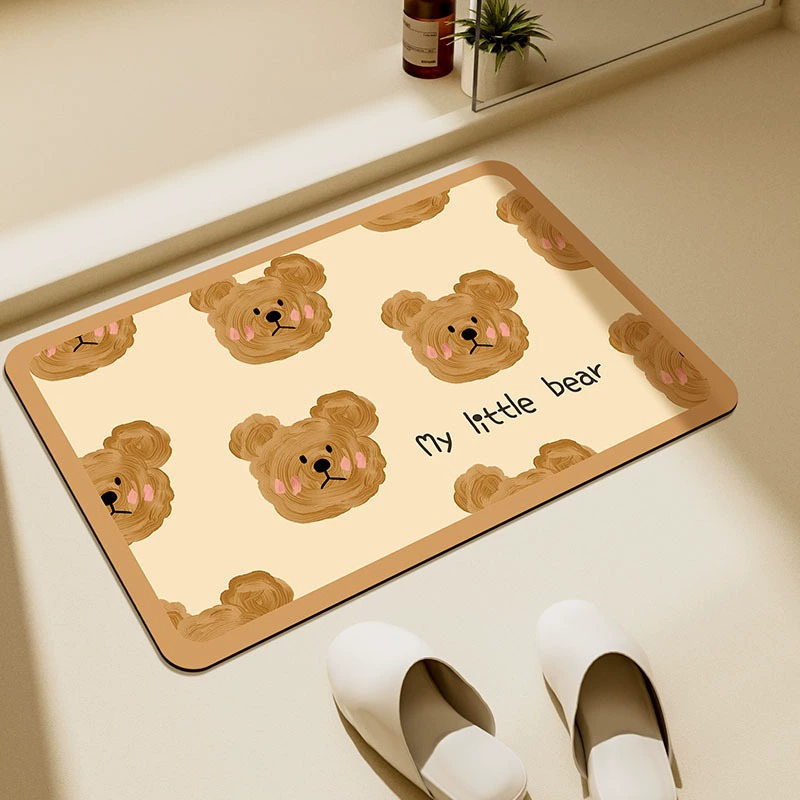 Милый маленький медведь в ванной комнате мягкая технология напольных ковриков нескользящие и противоскользящие ножные коврики