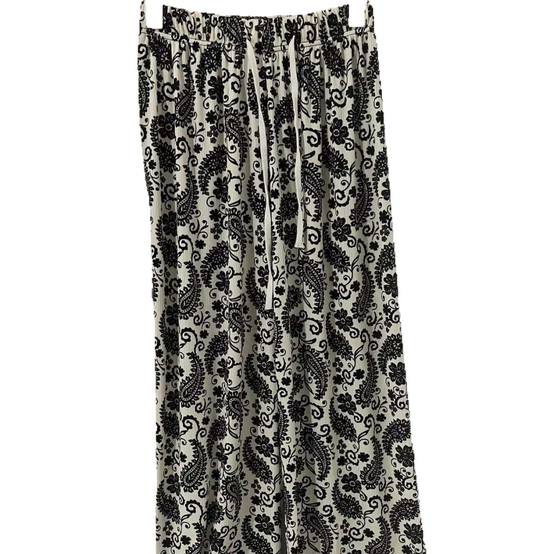 Pantalones de lino de algodón con flores de anacardo retro estilo fino de verano pantalones casuales con estampado de estilo perezoso temperamento de moda pantalones de trapeador sueltos