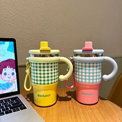 新型小型アイスボス保温カップ格子316ステンレスコーヒーカップ大容量カップ高颜値車載カップ