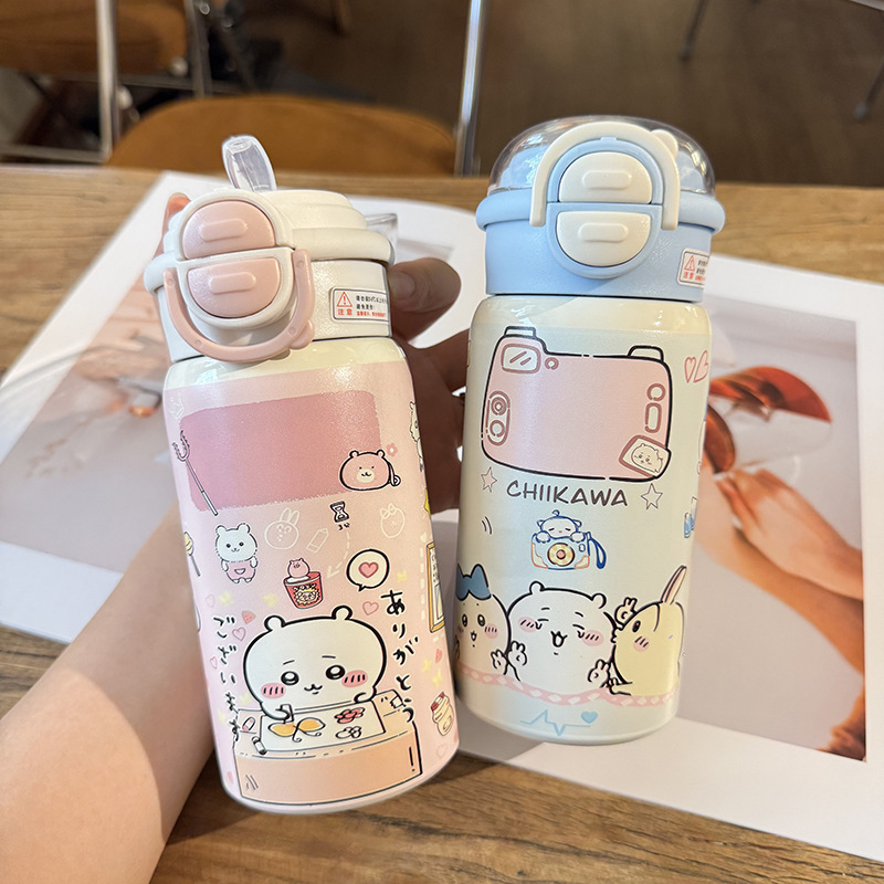 双饮吸管保温杯ins304不锈钢杯子女生学生卡通小兔水杯卡通水杯|undefined