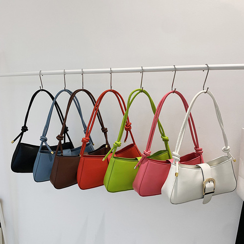 Trendy texture fashion bag for women  new personality fashion ins simple solid color crossbody shoulder armpit bag