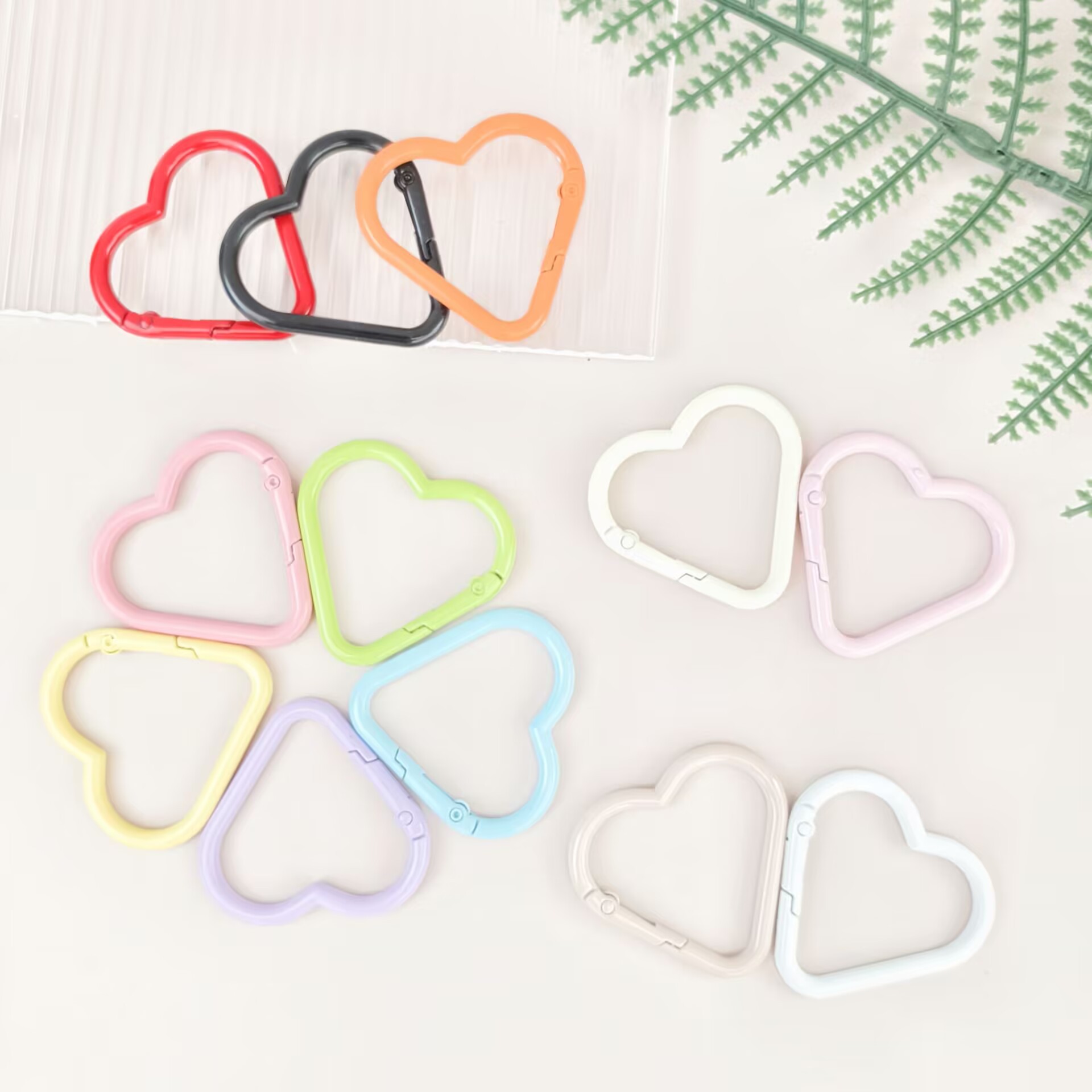 Colorful Painted Heart-Shaped Spring Buckle Luggage Buckle Zinc Alloy Key Chain DIY Creative Carabiner Pet Hook Buckle