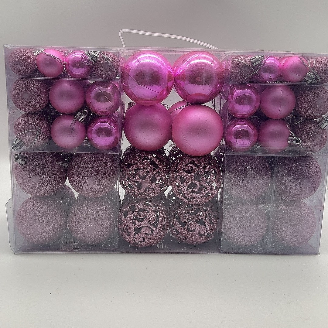 Juego de 100 bolas huecas de Navidad en caja de regalo, de 3 cm, 4 cm y 6 cm, paquete múltiple, adornos para colgar en el árbol de Navidad.