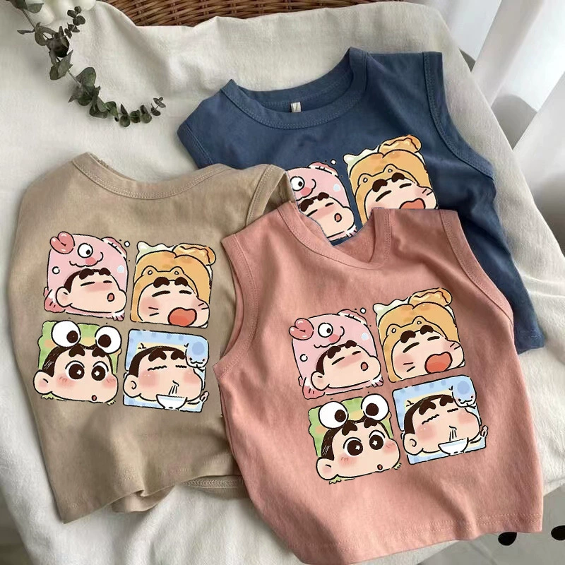 [4938 похвалы] 100 хлопчатобумажных детей новый жилет мультфильм летняя девочка с принтом жилет маленький карандаш