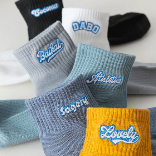 Zhuji men's short socks spring medium length sweat-absorbent breathable student autumn/winter sports men's youth INS trendy