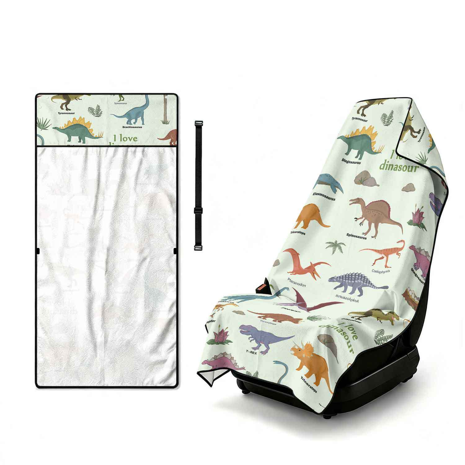 Printed bath towel and car seat cover 2-in-1, ultra-fine fiber outdoor beach and car dual-use universal seat cushion