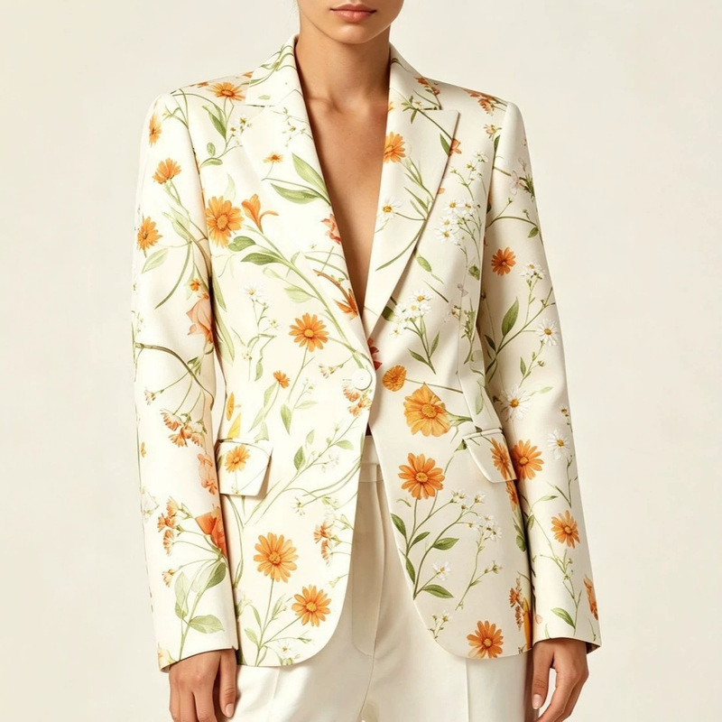 2026 Cross-Border European and American Independent Station Fashion Women's Blazer E745 Digital Heart-Shaped Floral Print Model 2026 Cross-Border European and American Independent Station Fashion Women's Blazer E745 Digital Heart-Shaped Floral Print Model