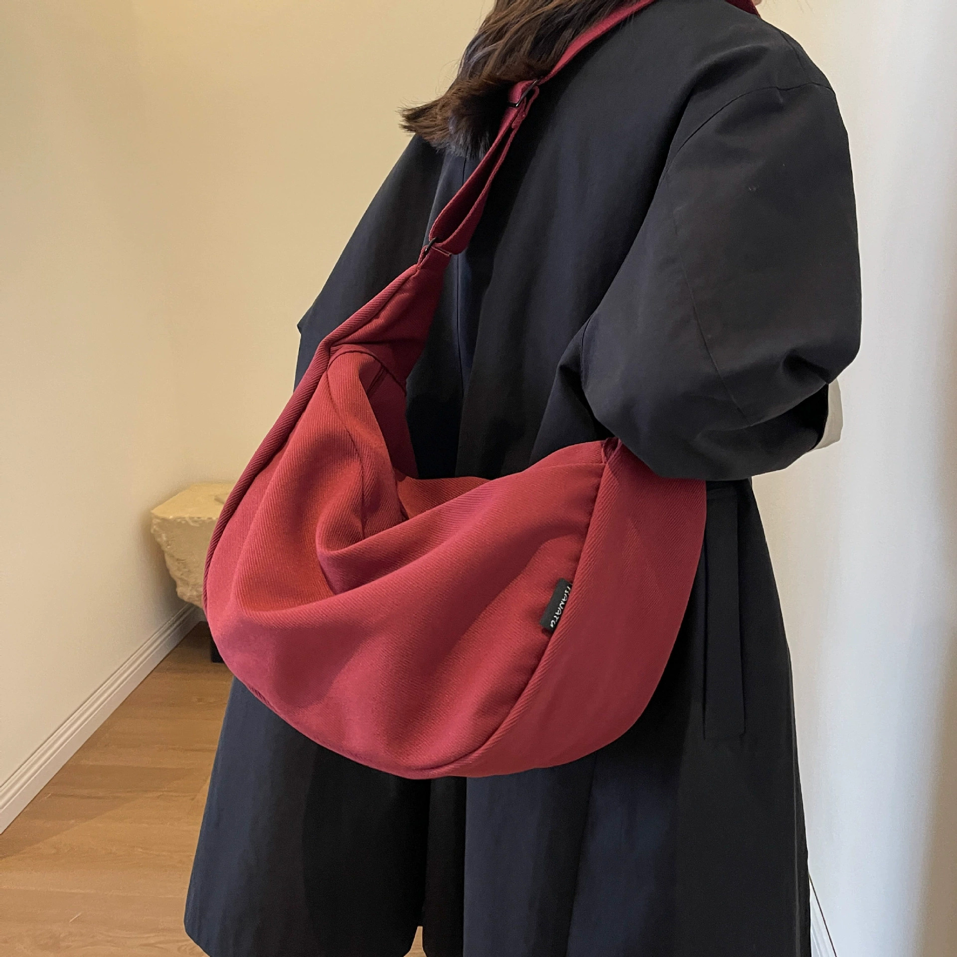 Большой емкости пригородная ниша дизайн случайная простая универсальная новая текстурированная Холщовая Сумка через плечо для пельменей оптом