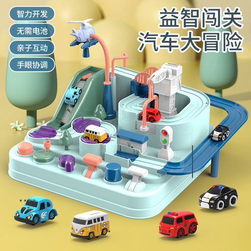 Cross-border special car adventure small train inertia educational toy car engineering vehicle macaron track car