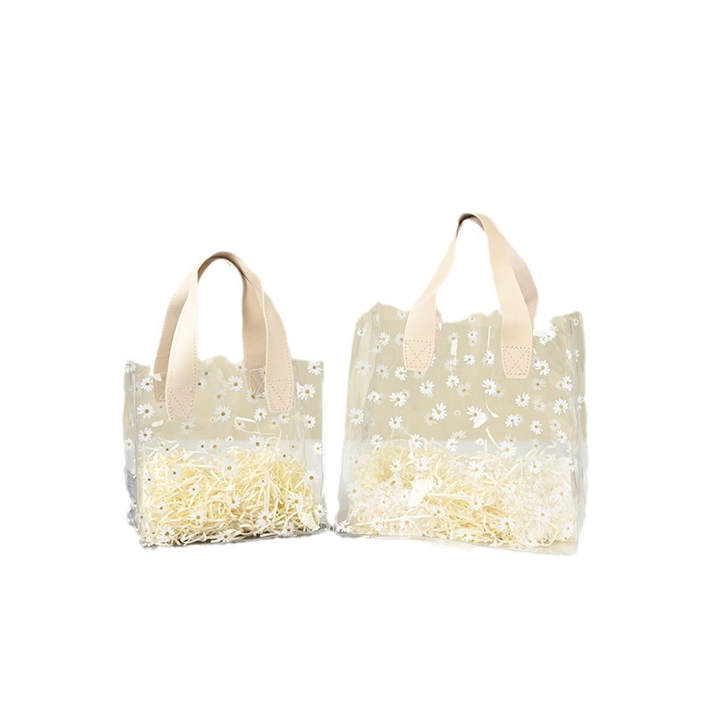 Bolsa de mano tipo margarita transfronteriza, bolsa de regalo de plástico transparente de PVC, bolsa de dulces, regalo de boda, recuerdo para damas de honor