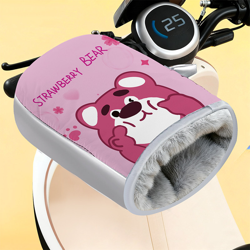 겨울 장갑 손가락 구멍 디지털 인쇄 딸기 곰