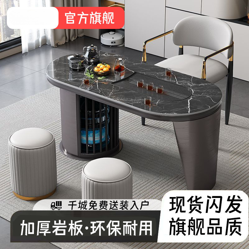 Mesa de té balcón mesa de té moderna simple tabla de roca mesa y silla de lujo ligera combinación de mesa de té de oficina en el hogar un conjunto completo